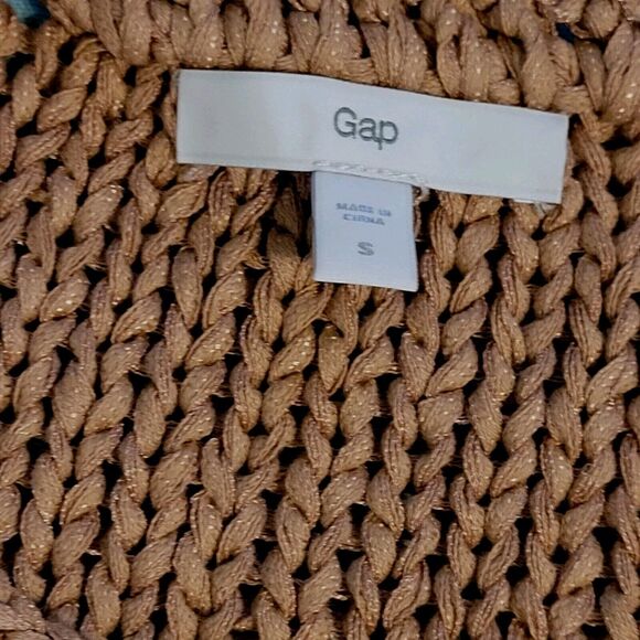 GAP Chunky Knit Sleeveless Open Cardigan Womens Size Small Handknit Camel EUC - Picture 5 of 10